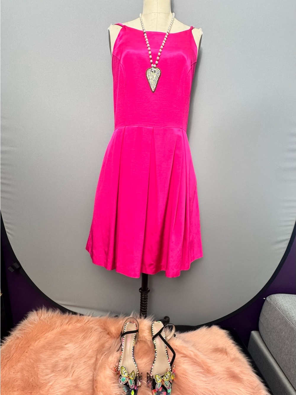 Lula Kate Hot Pink Fit & Flare Cocktail Dress Size 10 | Bridesmaid Wedding party